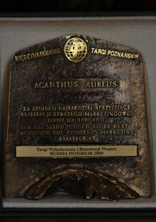 Medal Acanthus Aureus (Budma 2009) za stoisko najbardziej sprzyjające realizacji strategii marketingowej