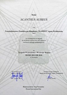 Dyplom Acanthus Aureus za stoisko najbardziej sprzyjające realizacji strategii marketingowej